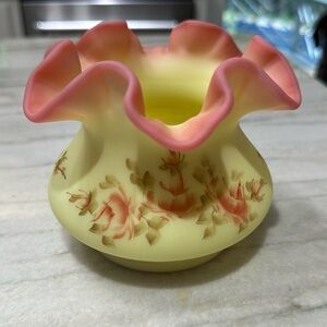 Fenton ceramic vase. Hand painted by Sue Foster